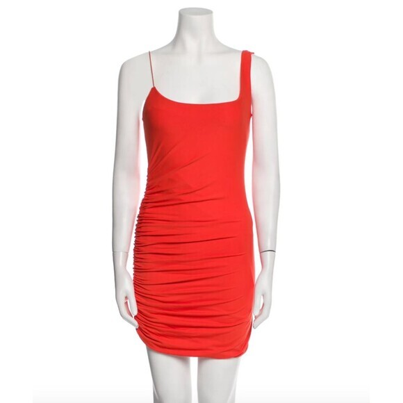 Alix NYC Dress Mini Dress Ruched Bodycon Sleeveless Party Orange‎ Medium M - Picture 1 of 9